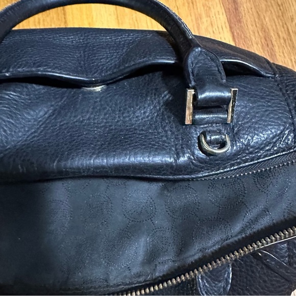 Michael Kors Soft  Black Leather Gold Metal Hardware Satchel Tote Handbag Purse - Picture 10 of 15